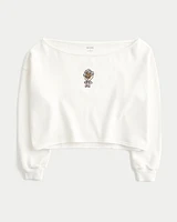 Easy Graphic Double Off-the-Shoulder Sweatshirt