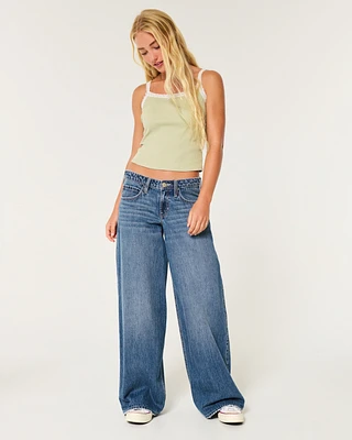 Low-Rise Medium Wash Super Baggy Jeans
