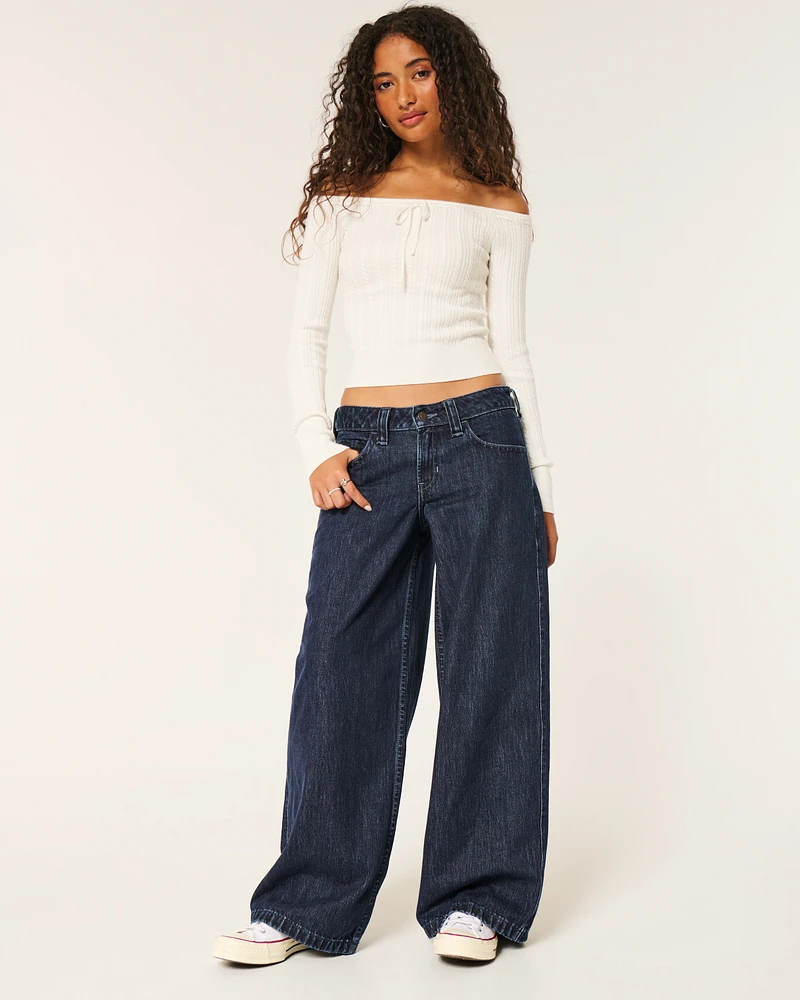 Low-Rise Dark Wash Super Baggy Jeans