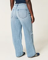 Curvy Mid-Rise Light Wash Baggy Jeans