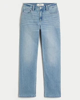 High-Rise Light Wash Straight Jeans