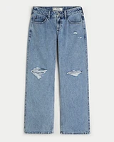 Curvy Low-Rise Ripped Medium Wash Baggy Jeans