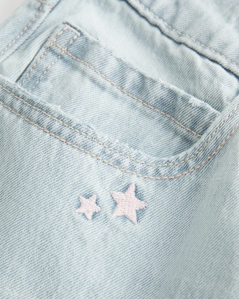 Low-Rise Light Wash Star Embroidery Baggy Jeans