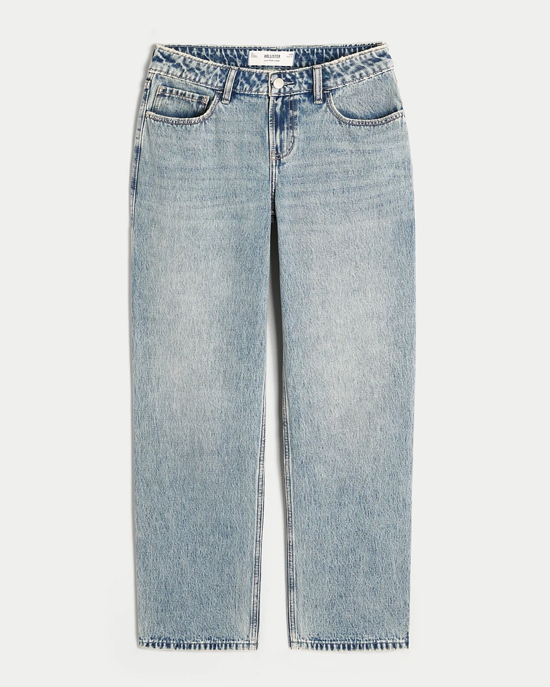 Low-Rise Medium Wash Loose Jeans