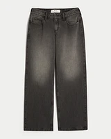 Curvy Low-Rise Washed Black Baggy Jeans