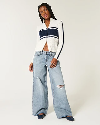 Low-Rise Ripped Medium Wash Super Baggy Jeans