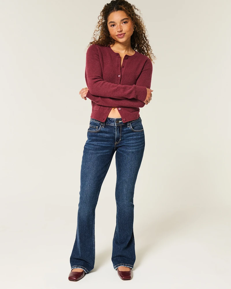 Low-Rise Dark Wash Shine Pockets Boot Jeans