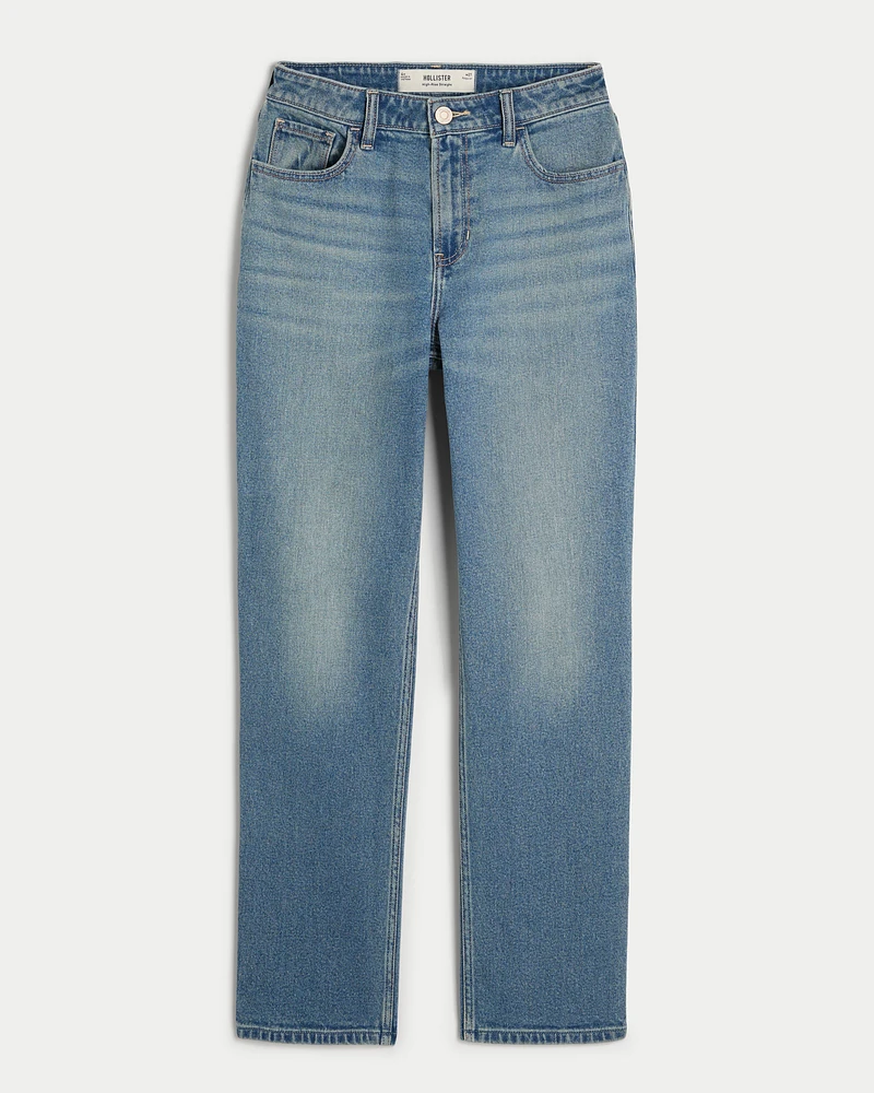 High-Rise Medium Wash Straight Jeans