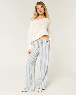 Linen-Blend Pull-On Baggy Pants