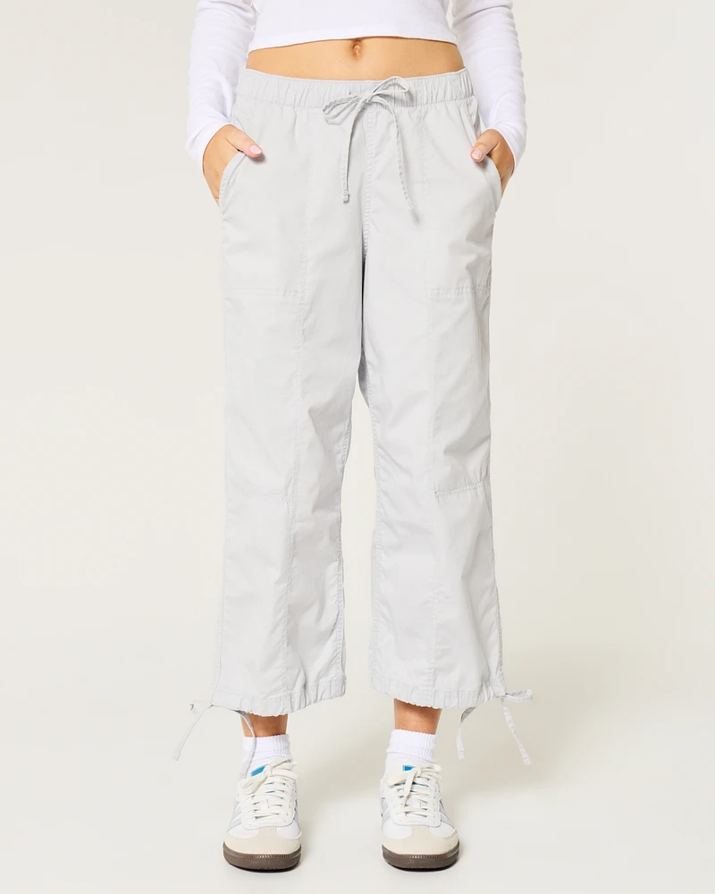 Low-Rise Poplin Baggy Capri Pants