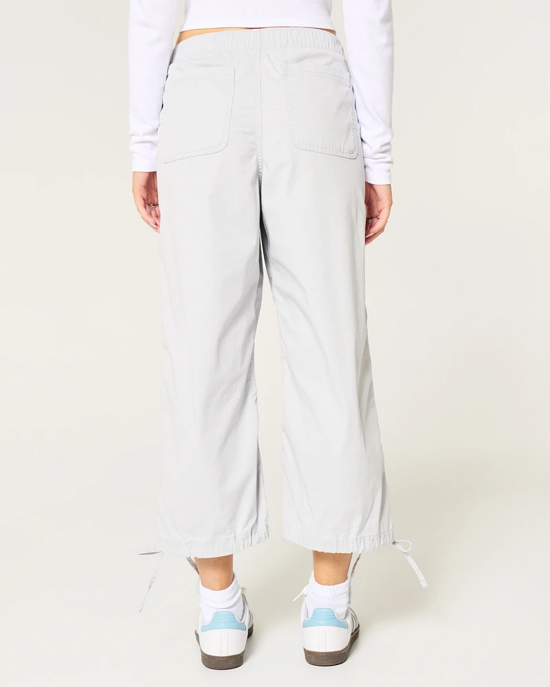 Low-Rise Poplin Baggy Capri Pants