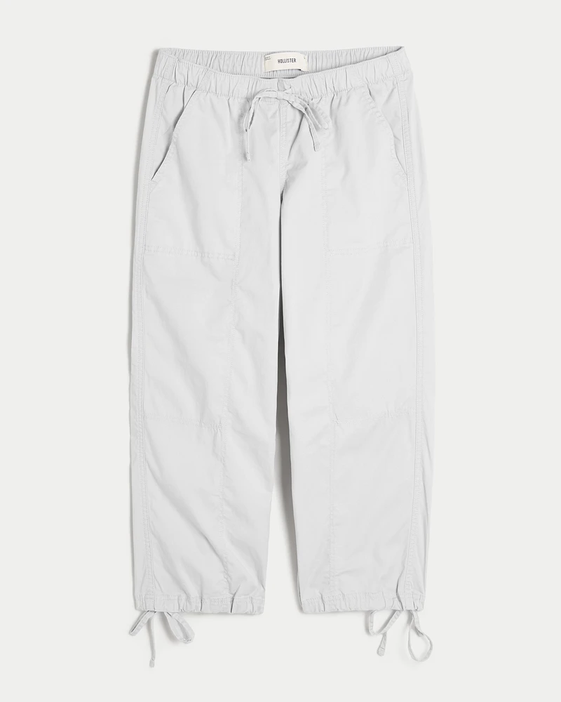 Low-Rise Poplin Baggy Capri Pants