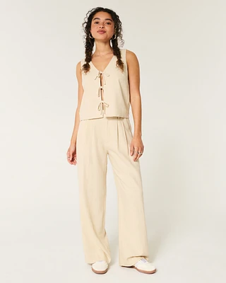 Hollister Livvy Ultra High-Rise Linen-Blend Wide-Leg Pants