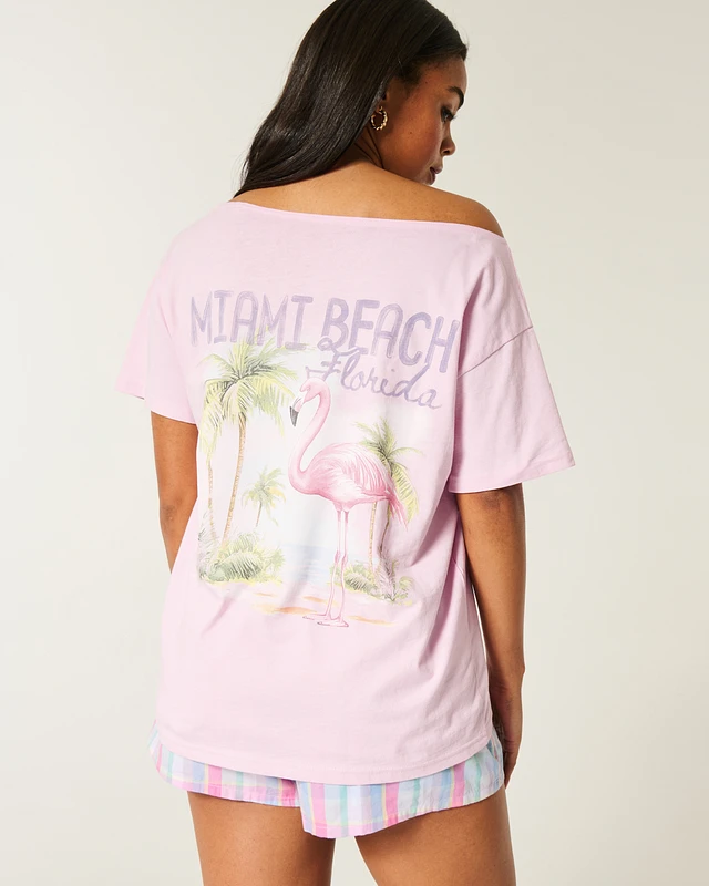 Hollister Beach Model Hollister Oversized Off-the-Shoulder Miami