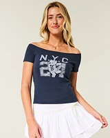 Off-the-Shoulder NYC Graphic Tee