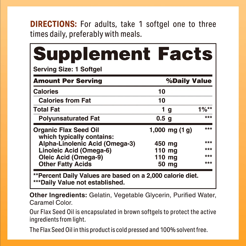 Flax Seed Oil 1,000 mg.
