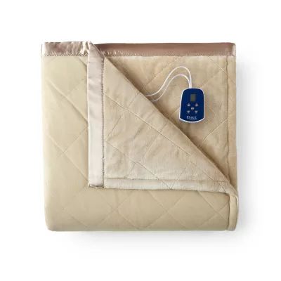 Micro Flannel Ultra Velvet Reversing To Quilted  Heated Blanket 3-pc. Electric Extra Weight