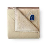 Micro Flannel Ultra Velvet Reversing To Quilted  Heated Blanket 3-pc. Electric Extra Weight
