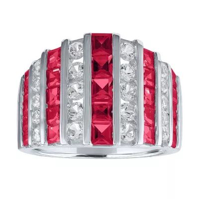 Womens Lab Created Red Ruby Sterling Silver Cocktail Ring