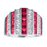 Womens Lab Created Red Ruby Sterling Silver Cocktail Ring