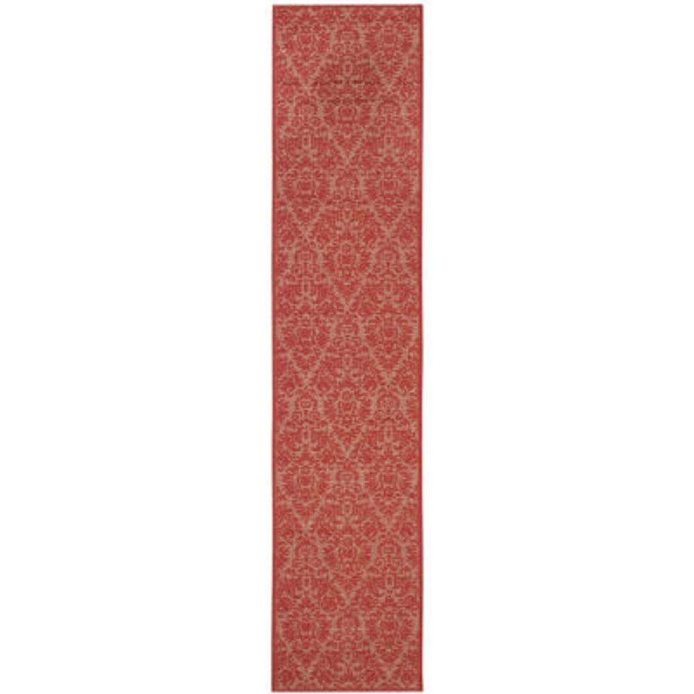 Safavieh Courtyard Collection Louise Damask Indoor/Outdoor Runner Rug