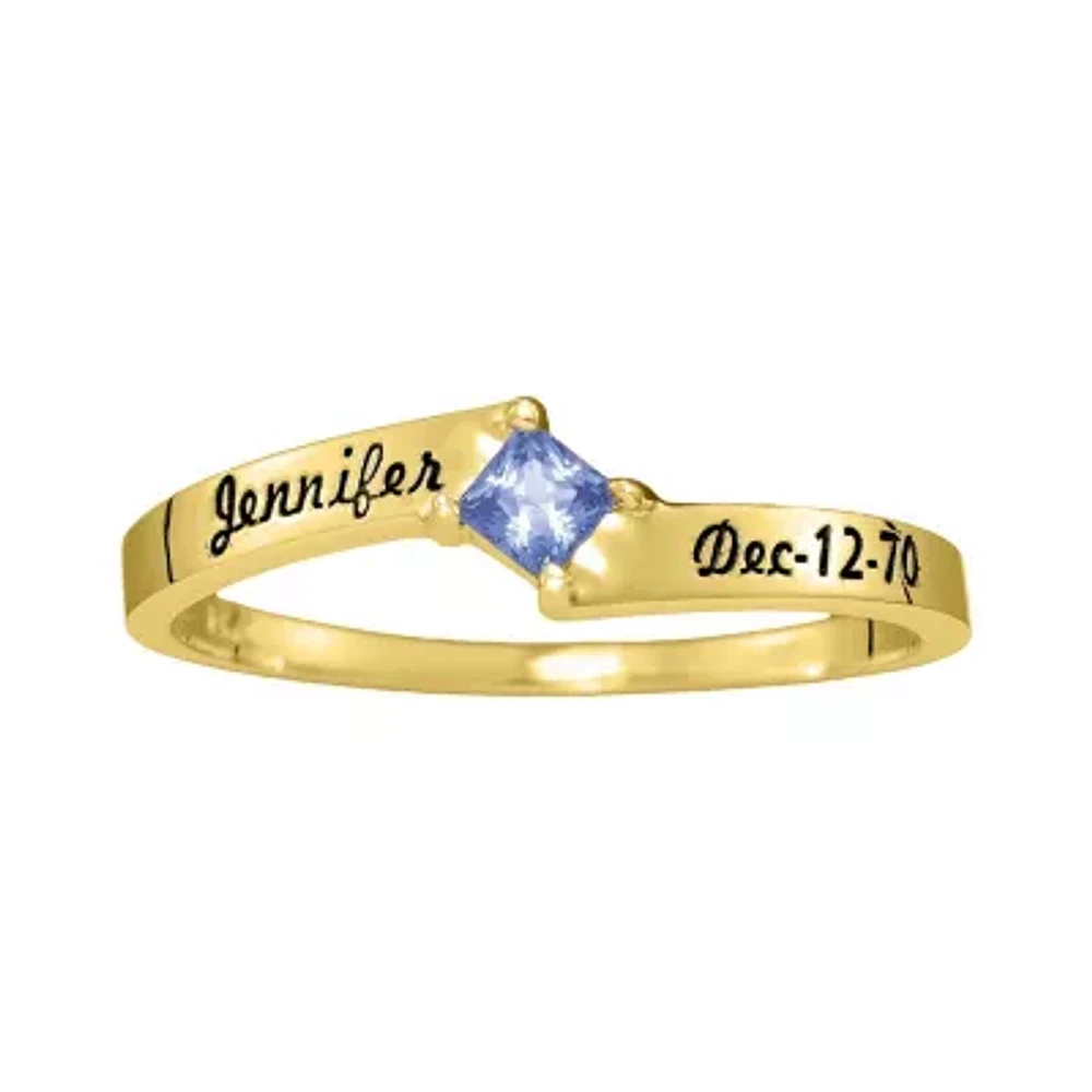 Personalized Womens Simulated 14K Gold Square Stackable Ring