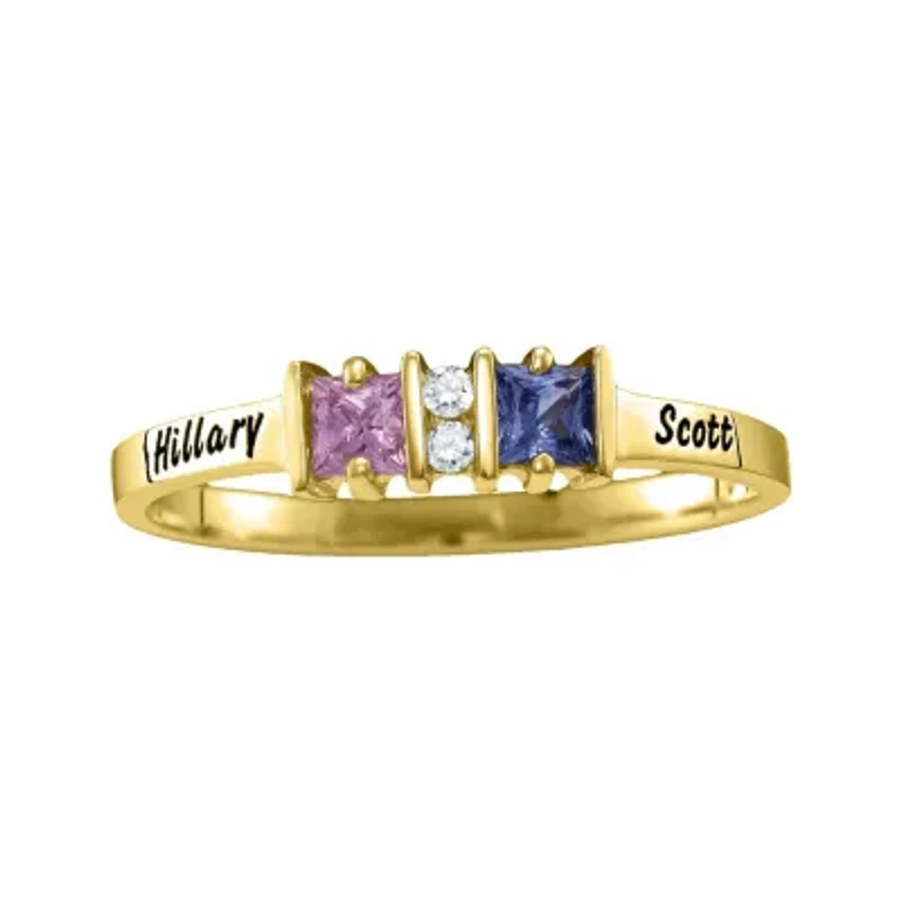 Personalized Womens Simulated 14K Gold Square Cocktail Ring