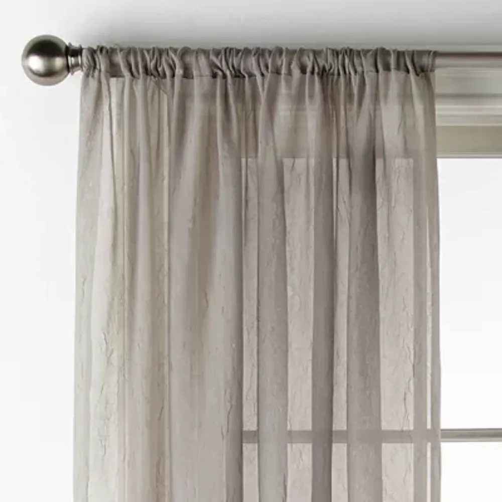 Home Expressions Crushed Voile Rod Pocket Sheer Single Curtain Panel