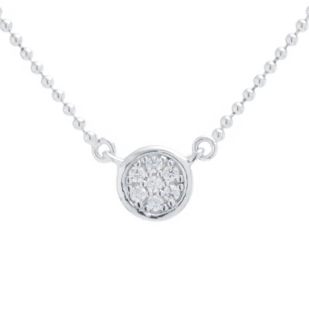 Silver Treasures Womens Cubic Zirconia Sterling Silver Round 14 Inch Choker Necklace