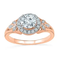 Womens Lab Created White Sapphire 10K Rose Gold Cocktail Ring