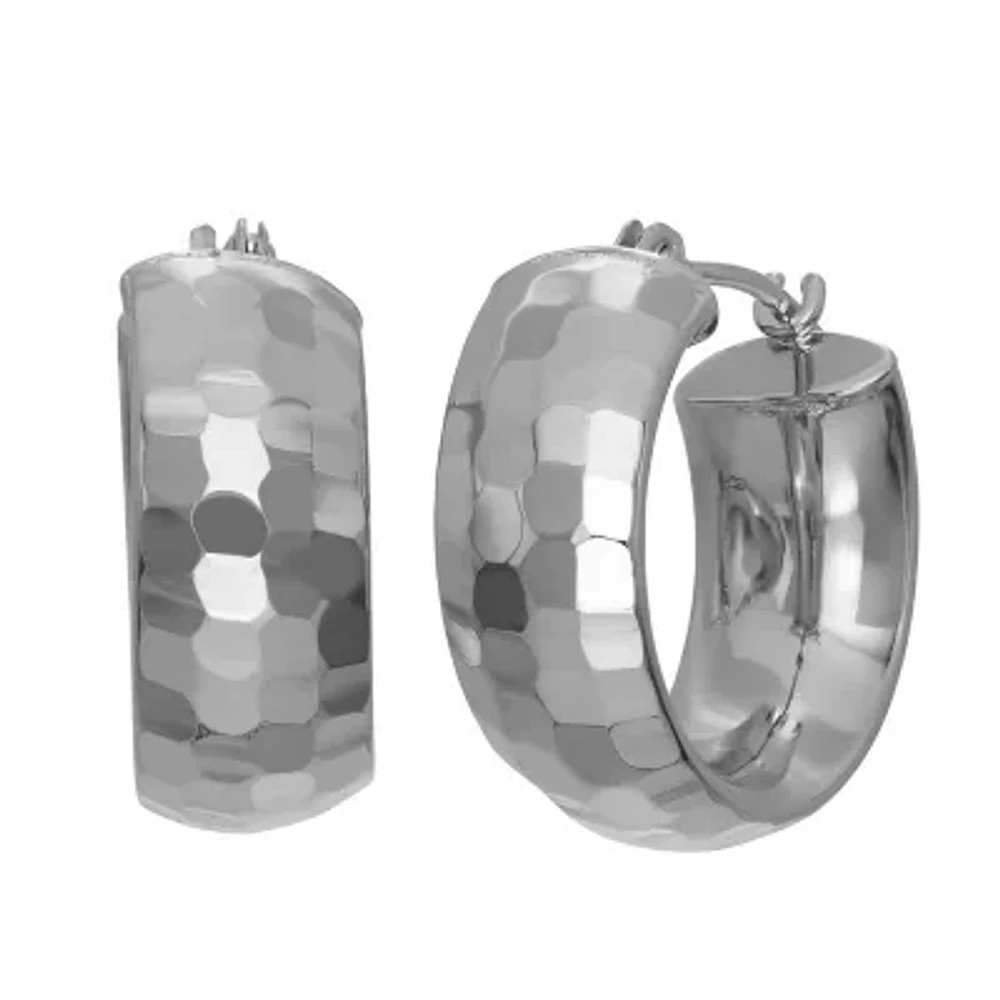 Womens 14K White Gold 3mm Hoop Earrings