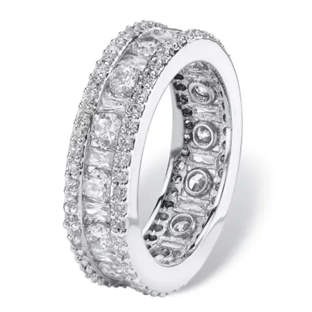 DiamonArt® 6MM 3 1/4 CT. T.W. White Cubic Zirconia Platinum Over Silver Rectangular Band