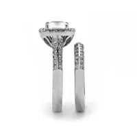 DiamonArt® Womens 2 CT. T.W. White Cubic Zirconia Platinum Over Silver Square Bridal Set