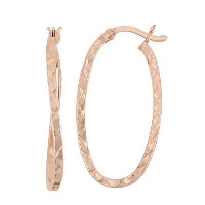 Womens 10K Rose Gold Over Silver 30.1mm Hoop Earrings