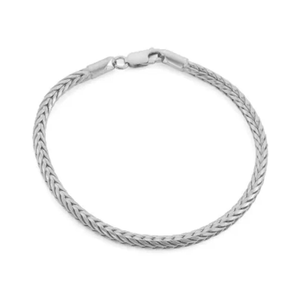 Womens Sterling Silver 7.5 Inch Solid Wheat Cross Chain Bracelet