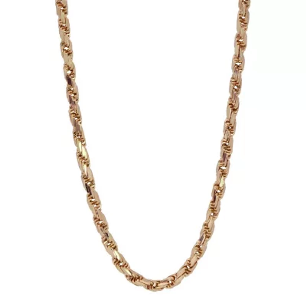 Made in Italy Unisex Adult 10K Gold 22 Inch Rope Chain Necklace