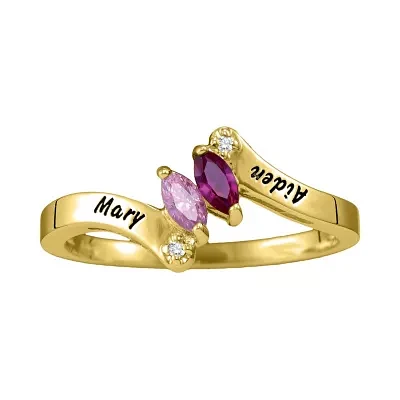 Personalized Womens Simulated 10K Gold Bypass Cocktail Ring