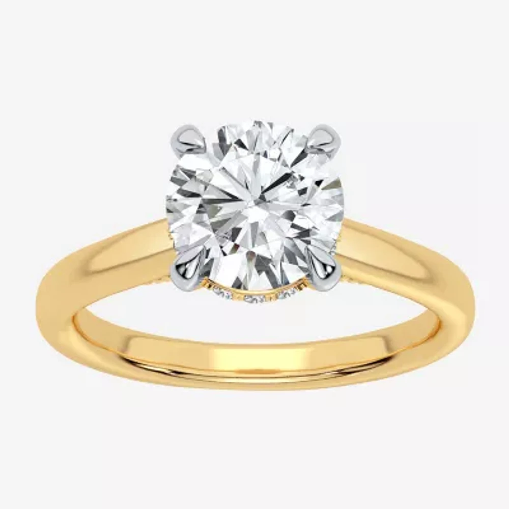 (G-H / Si1-Si2) Womens 3 1/4 CT. T.W. Lab Grown White Diamond 14K Gold Round Solitaire Engagement Ring