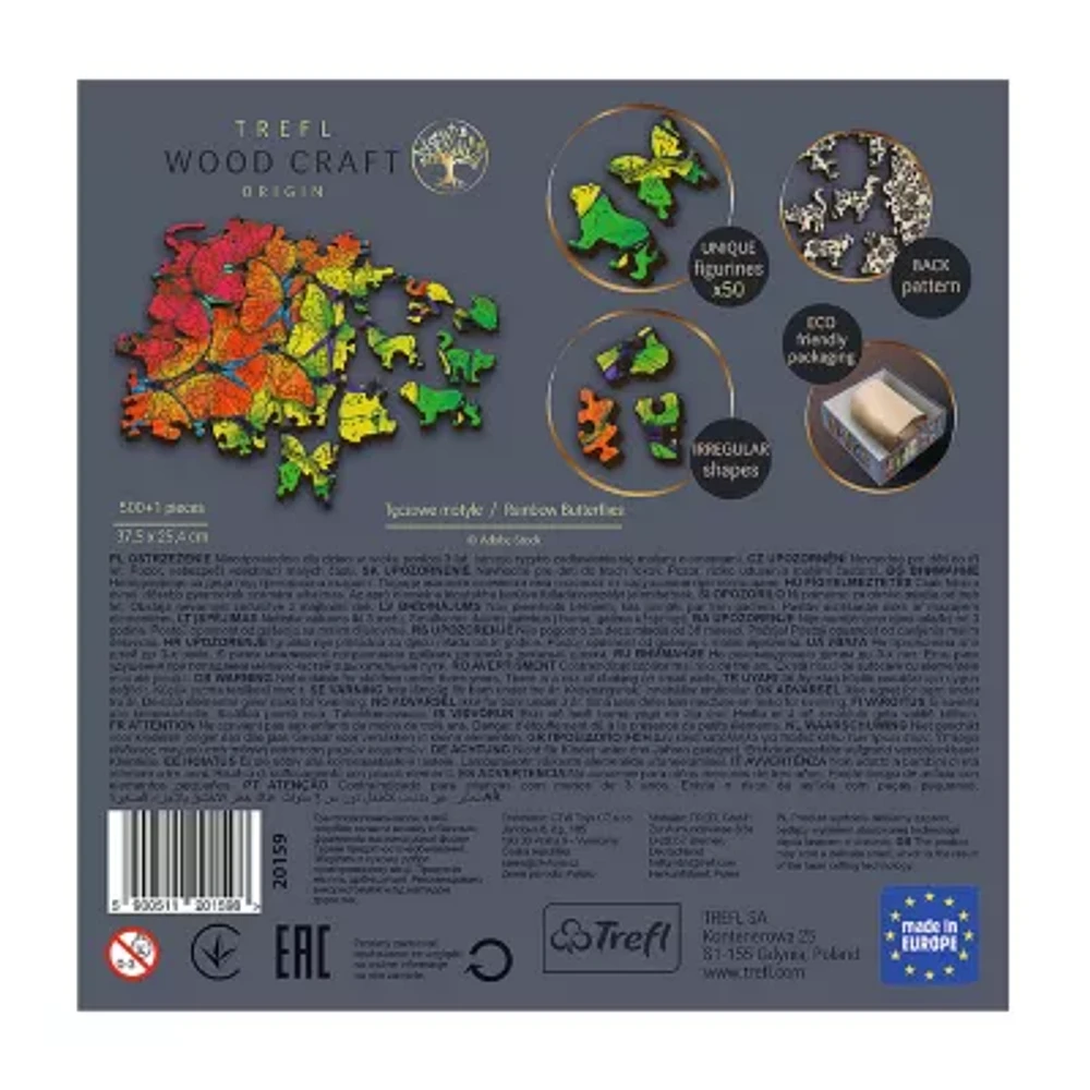 Trefl Puzzles - 501 Piece Wood Rainbow Butterflies 501 Puzzle