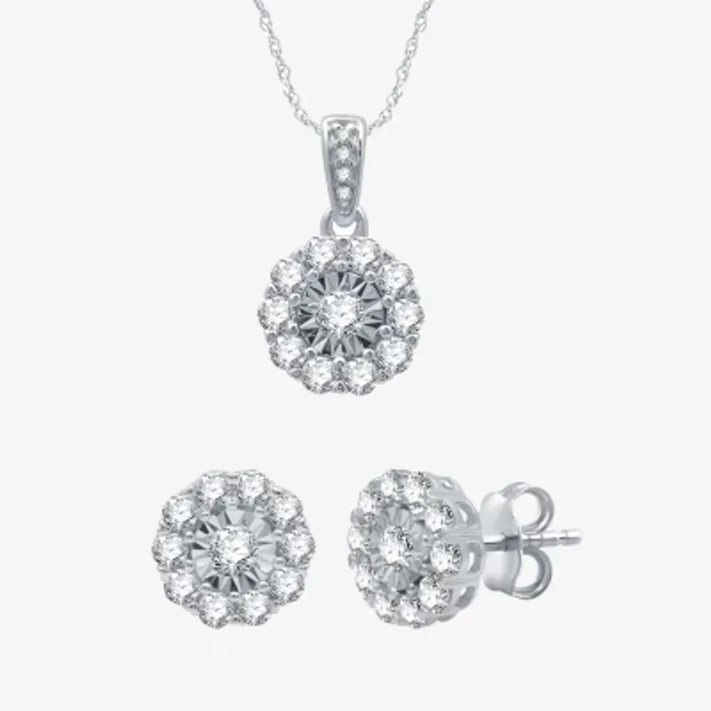 (H-I / I1) Womens 1 CT. T.W. Lab Grown Diamond 10K White Gold 2-pc. Jewelry Set