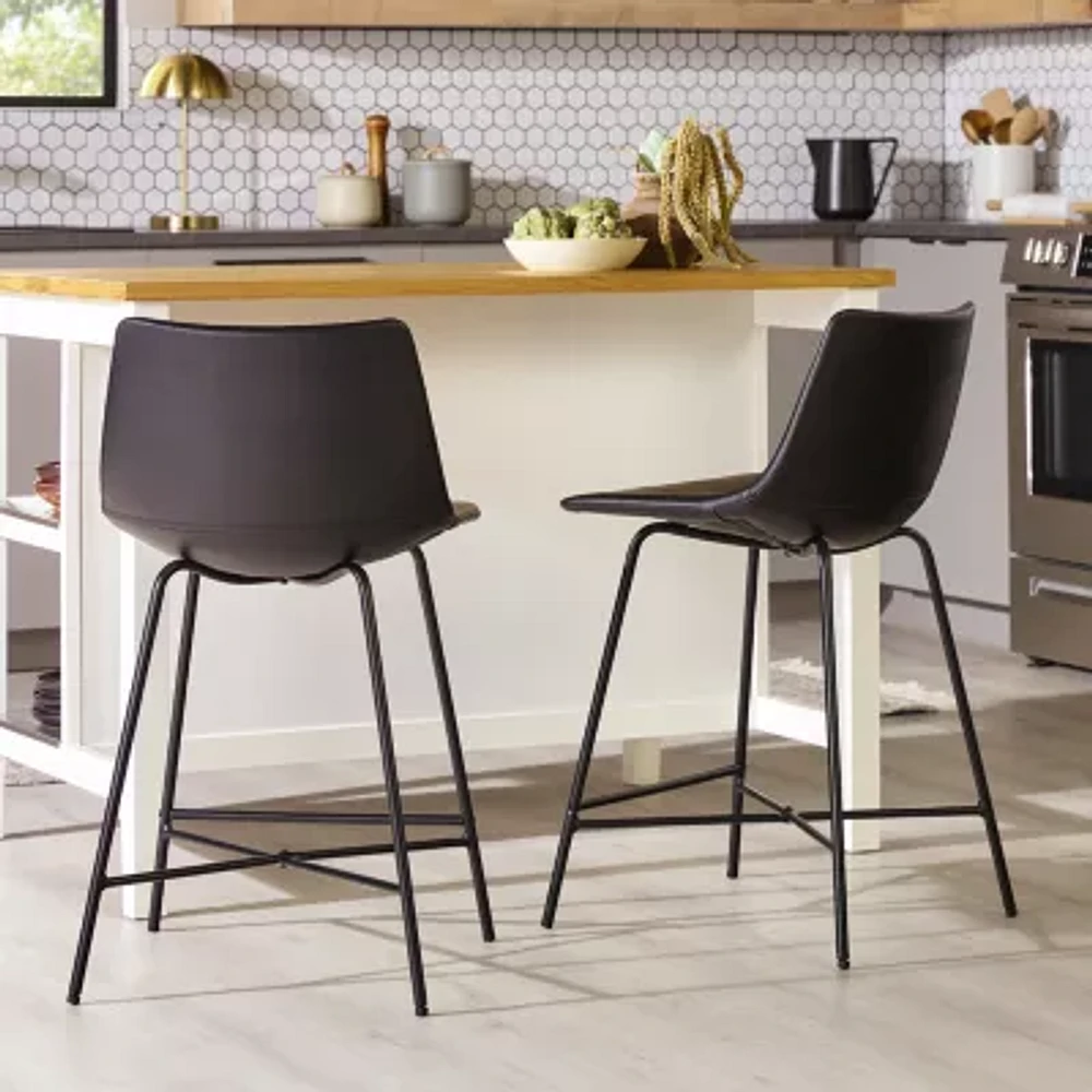 Walker Edison 2-pc. Counter Height Upholstered Bar Stool