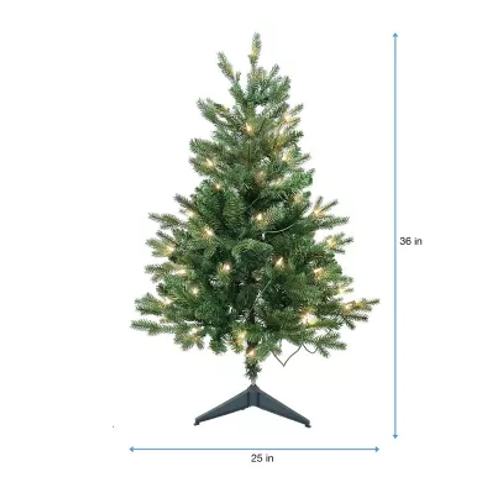 Kurt Adler 3-Foot Pre-Lit Clear Incandescent Jackson Pine Tree