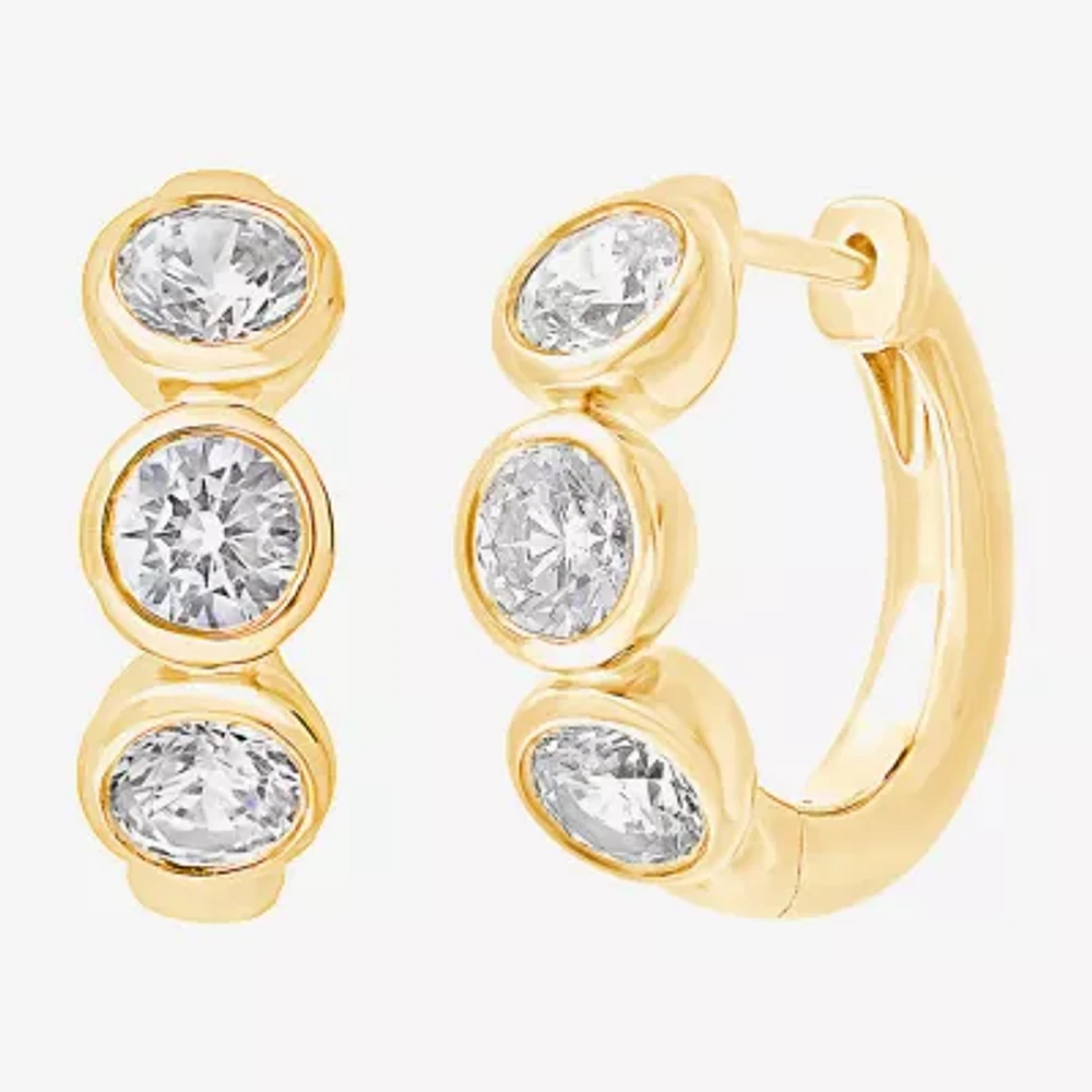 (G/ Si2) Womens 1 1/2 CT. T.W. Lab Grown White Diamond 10K Gold 16.2mm Hoop Earrings