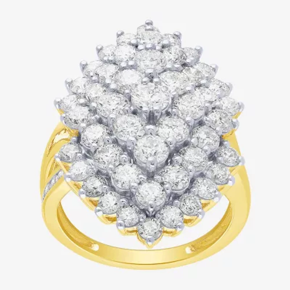 (G/ Si2) Womens 4 CT. T.W. Lab Grown White Diamond 10K Gold Marquise Cocktail Ring