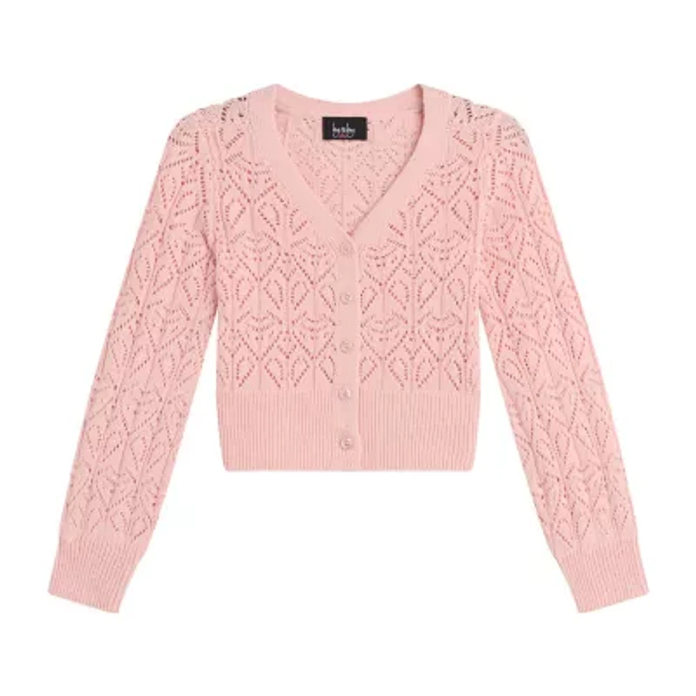 Byer California Little & Big Kid Girls V Neck Long Sleeve Cardigan