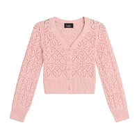 Byer California Little & Big Kid Girls V Neck Long Sleeve Cardigan