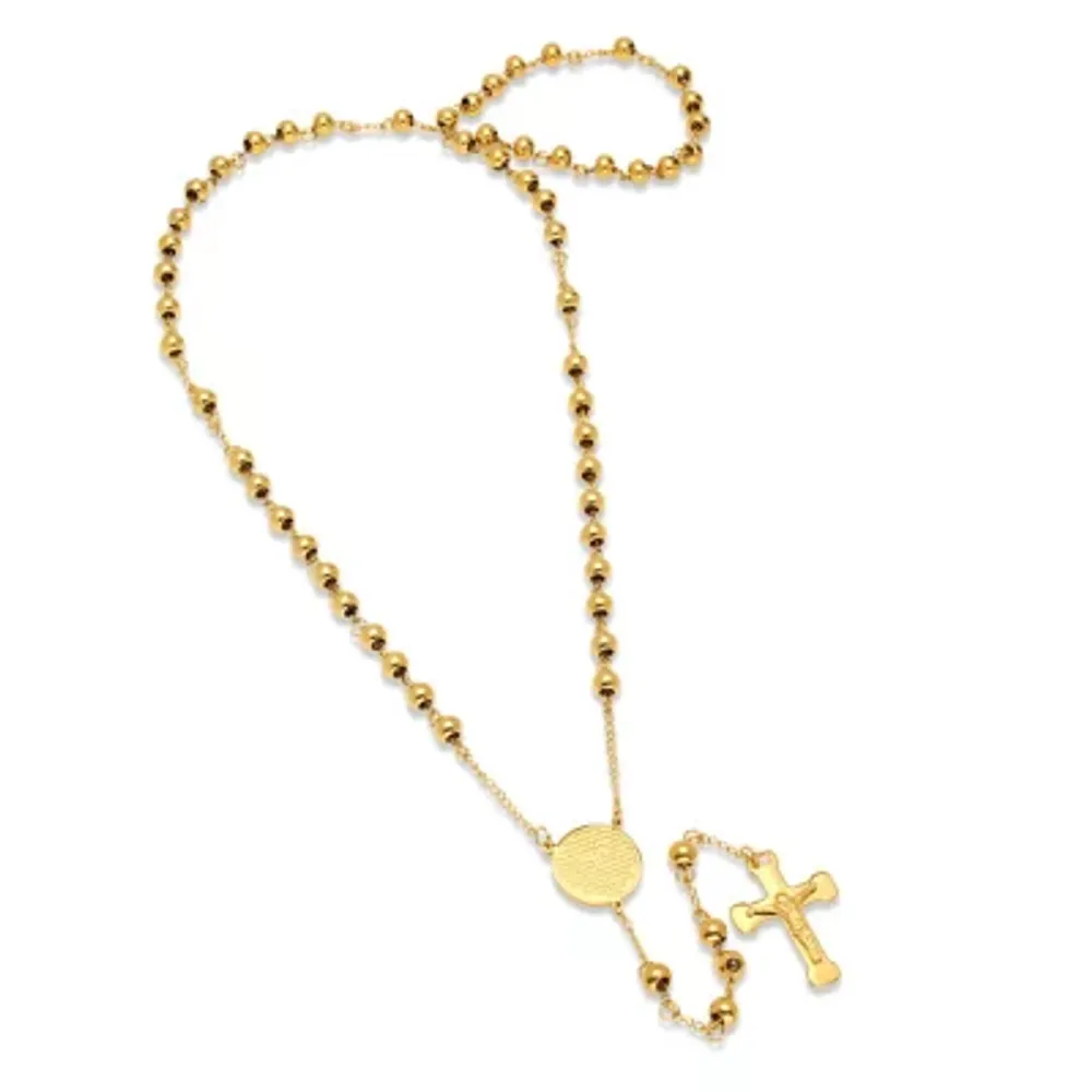 Steeltime Lord'S Prayer Medallion Mens Hypoallergenic 27 Inch Rosary Necklace
