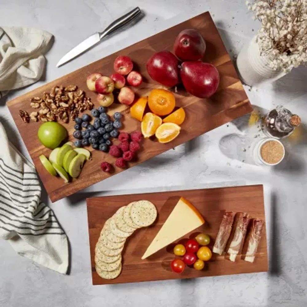 Denmark 2pc Footed Acacia Plank Trays Wood Cheese Board