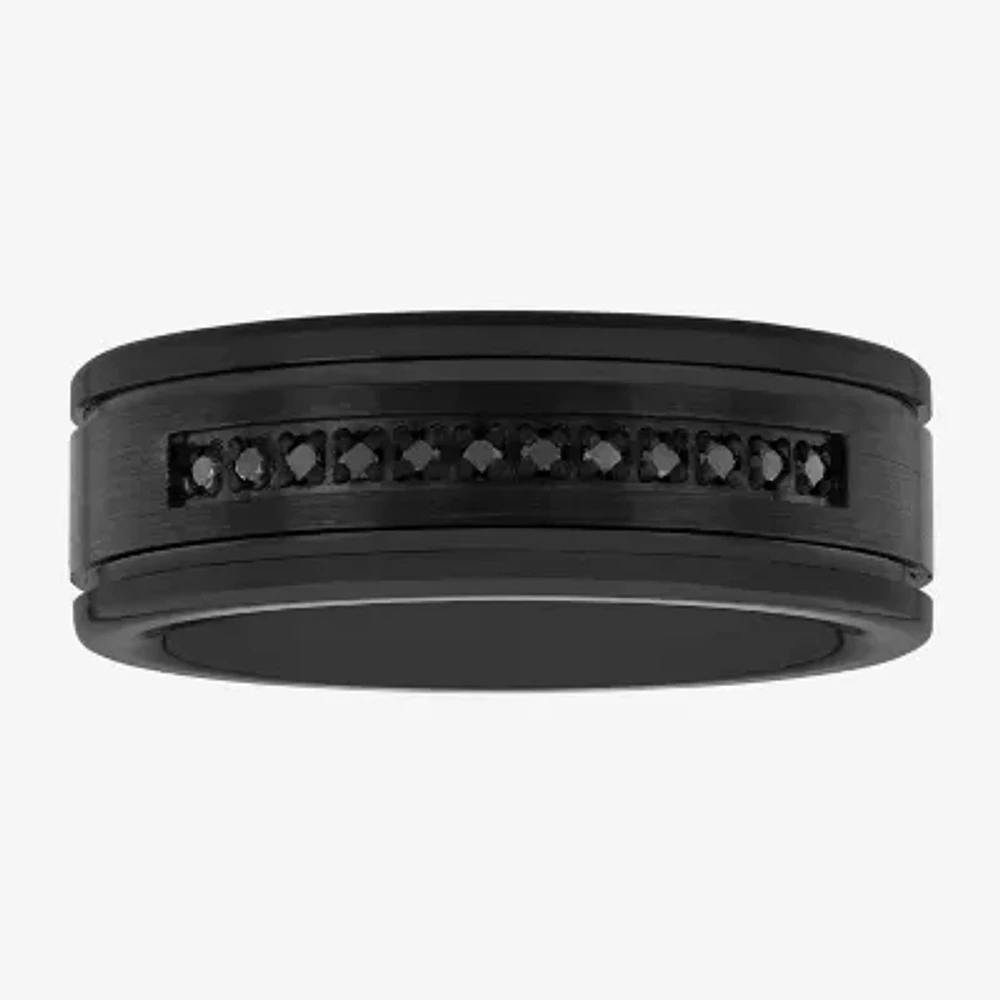 Mens 8MM 1/10 CT. T.W. Black Diamond Tungsten Wedding Band