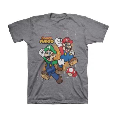 Little & Big Boys Crew Neck Short Sleeve Super Mario Graphic T-Shirt